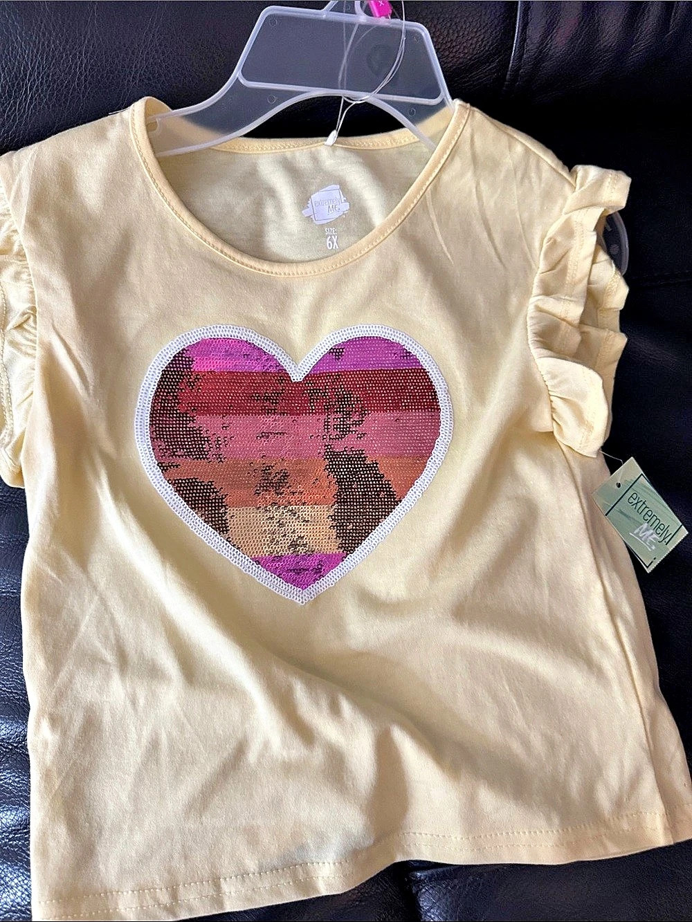 Extremely Me Girls 6X Yellow Ruffle Sleeve Tee NWT
